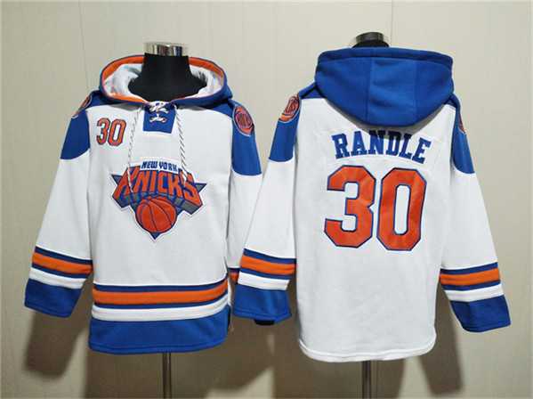 Men's New Yok Knicks #30 Julius Randle White Lace-Up Pullover Hoodie,We sell and wholesale Men's New Yok Knicks #30 Julius Randle White Lace-Up Pullover Hoodie on line form chian!